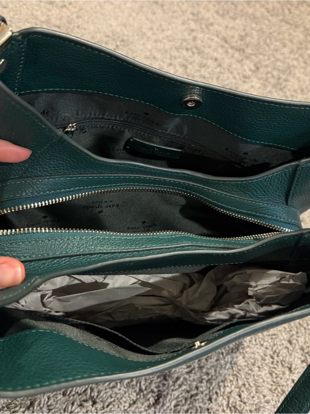 NWT Kate Spade Deep Jade Leila Leather Shoulder Bag purse - Picture 7 of 10